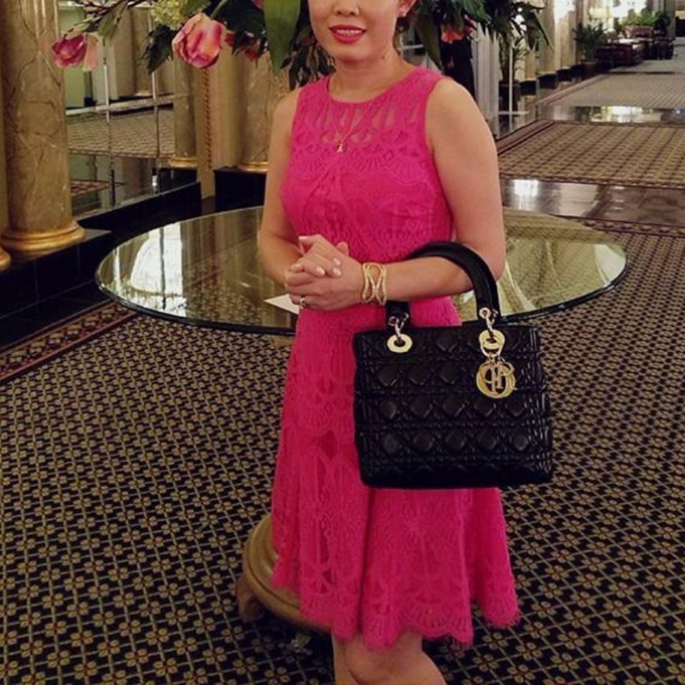 Hot pink lace dress